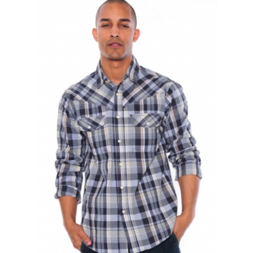 NEW CHRISTIAN AUDIGIER Plaid Western Shirt Size L